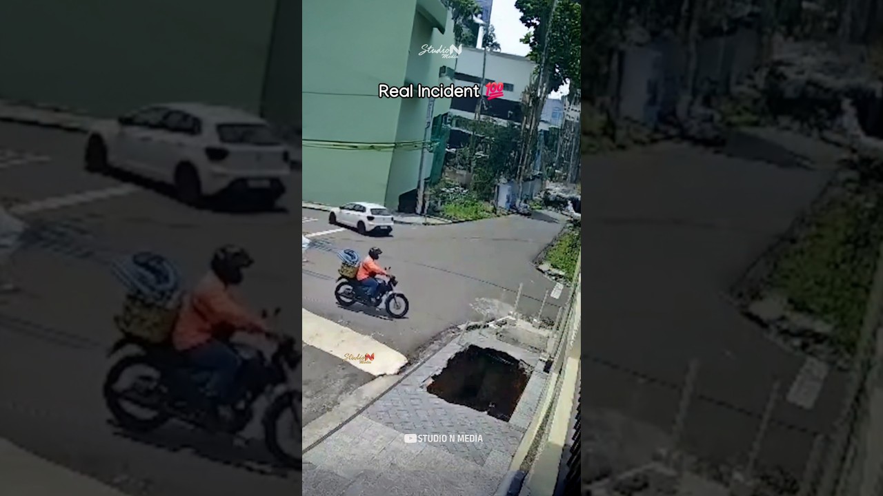 Such Strong Footpaths 🥵💥🤷🏻 Man falls down to the drainage #shorts #footpath #scooter #awareness