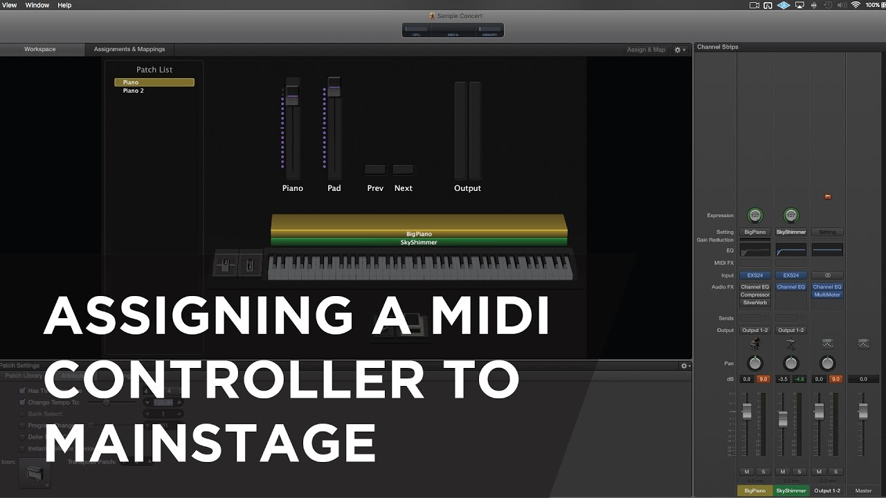 How to assign MIDI Controller to MainStage & Instruments