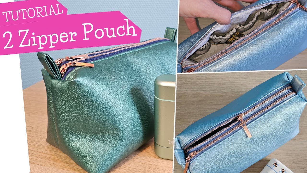 2 Zipper Pouch Kosmetiktasche Kulturbeutel mit 2 Reißverschlussfächern nähen | mommymade