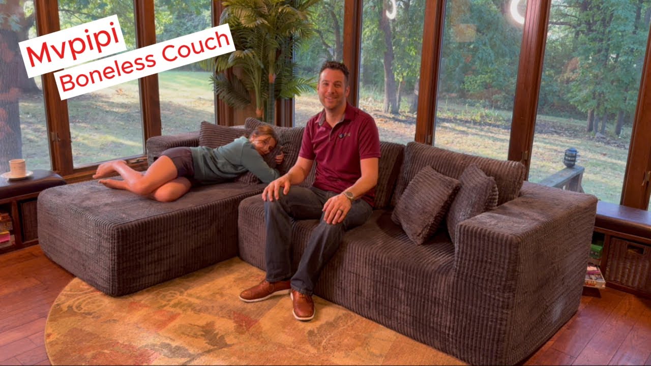Mvpipi L Shaped Boneless Couch Modular Corduroy Sectional#SectionalSofa #LivingRoomDecor #ComfyCouch