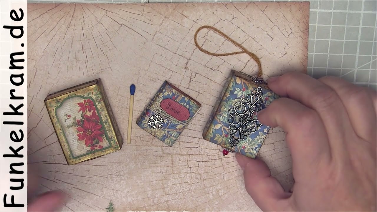 Mini JunkJournal in der Streichholzschachtel, Tutorial + Freebie