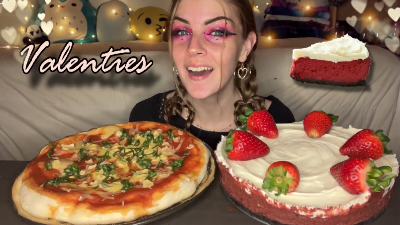 ITALIAN PIZZA AND RED VELVET CHEESECAKE MUKBANG (Vegan)