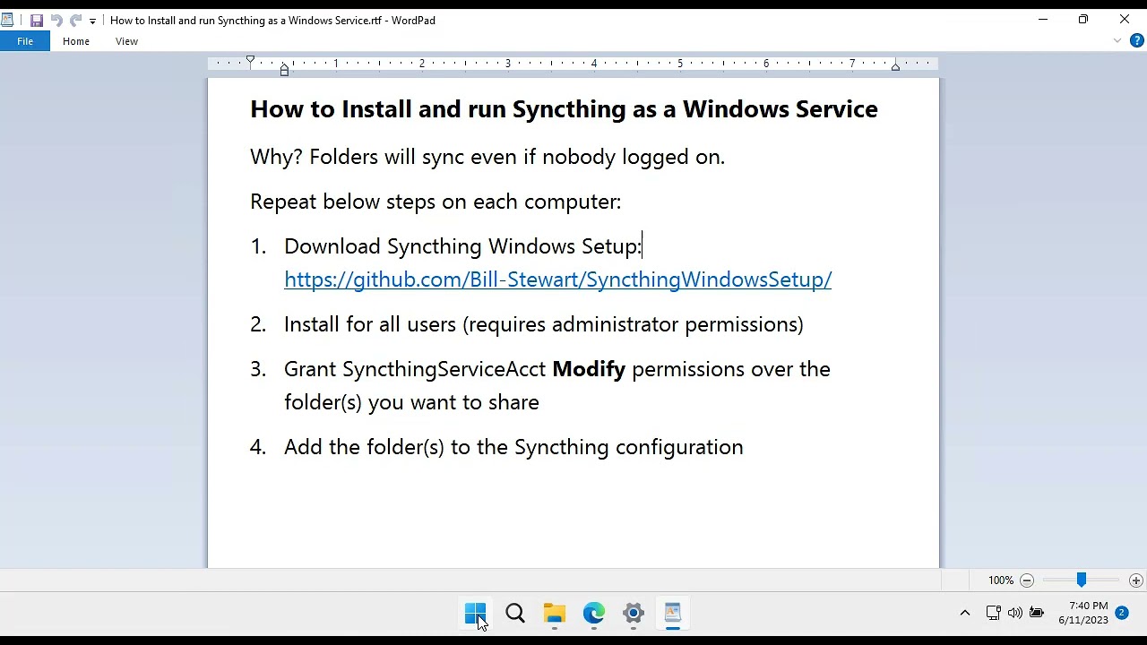 How to install and run Syncthing as a Windows service