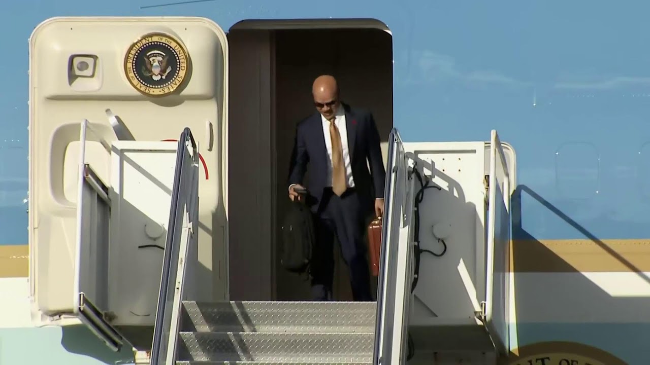 President Donald Trump arrives at PBIA