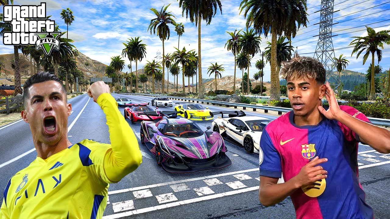 SONUNDA LAMİNE YAMAL GELDİ! RONALDOYLA ARABA YARIŞI YAPTILAR! - GTA 5
