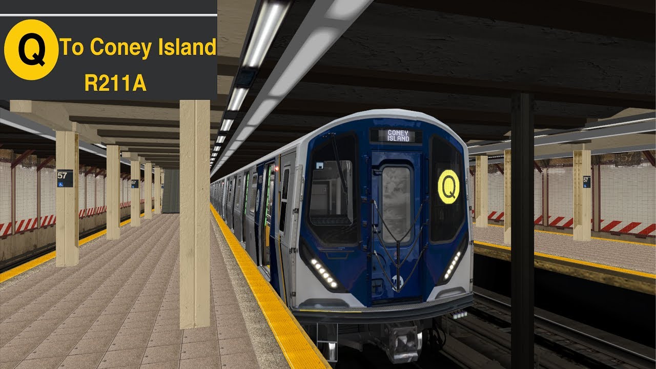 OpenBVE HD 60 FPS: R211A (Q) train from 96 Street-2 Ave to Coney Island-Stillwell Ave