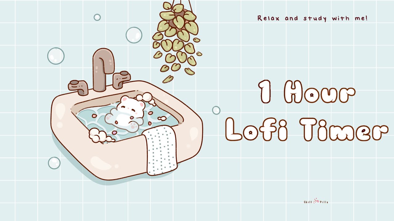 1 Hour - Relax & study with me Lofi | Bubbly bear #timer  #1hour #1hourloop #lofi #relaxing #calm
