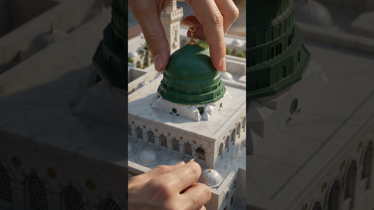 Green tomb Mosque Construction | AI Miniature Building Timelapse 🕌#shorts