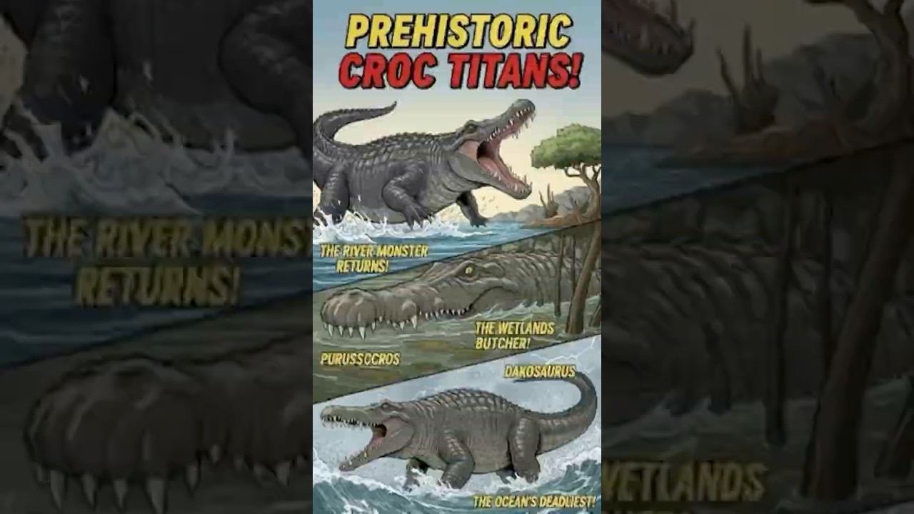 Meet the 3 Biggest Extinct Crocodiles🐊 #PrehistoricCrocodiles #Purussaurus #Dakosaurus #FossilFacts