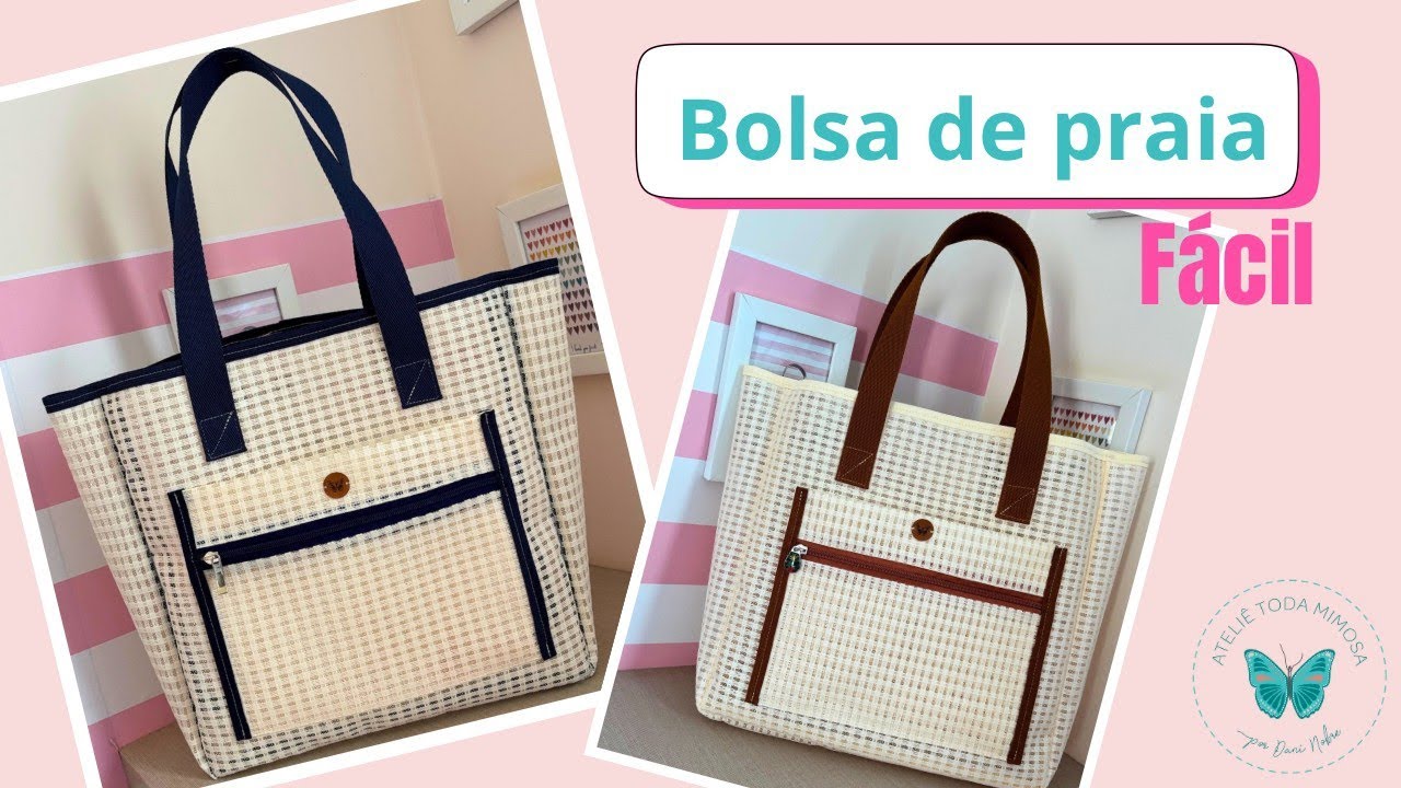 Bolsa de praia simples e linda - Passo a passo! #costura #artesanatofacil