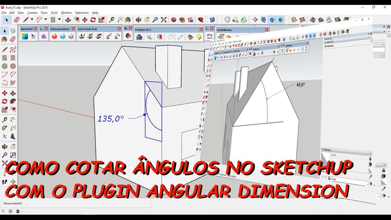 Como fazer cotagens de ângulos com o plugin gratuito Angular Dimension do SketchUp