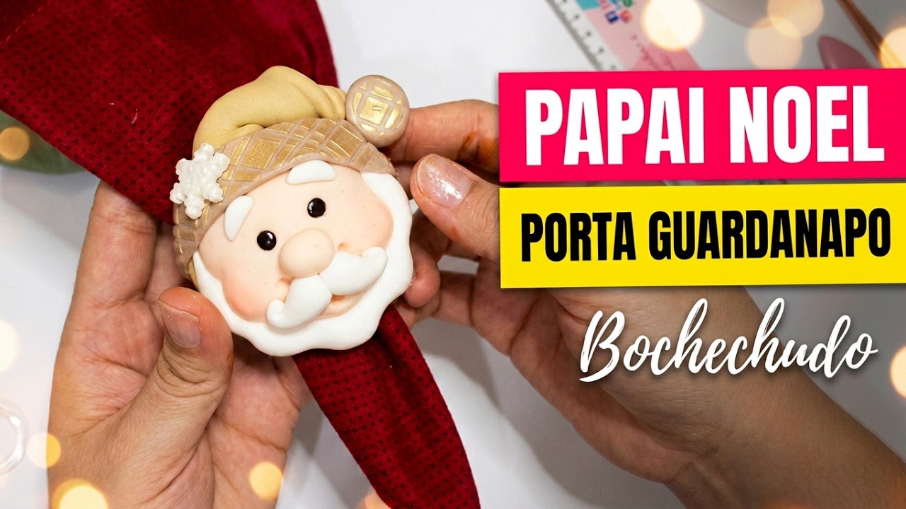 Porta guardanapo Papai Noel bochechudo - Especial de Natal 2021 Aulinhas da Paixão
