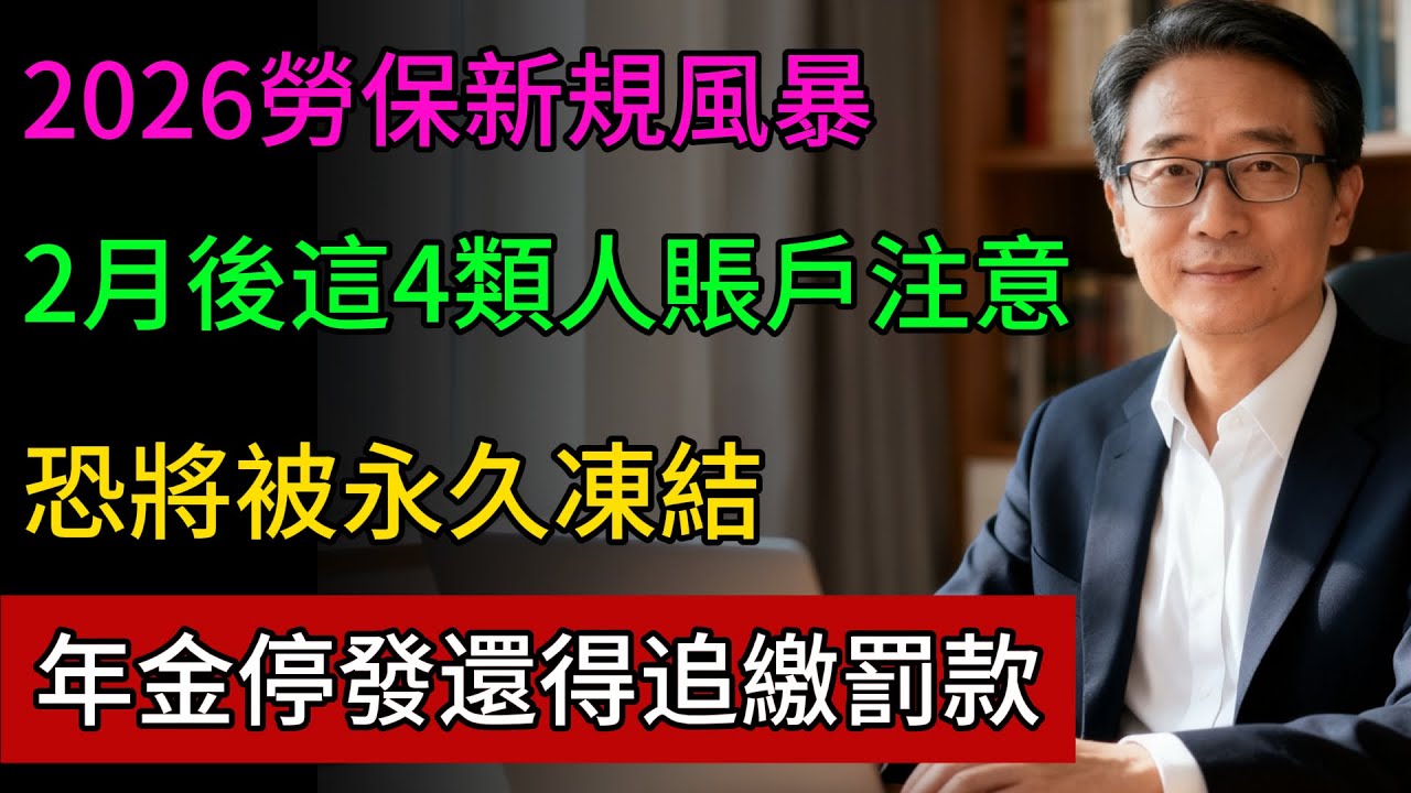 2026勞保風暴來襲！4類人帳戶恐遭「永久封鎖」！年金停發還得追繳罰款，現在就查投保狀態，別等退休金一夜蒸發！#2026 #勞保 #永久凍結 #健康隨行 #劉志明