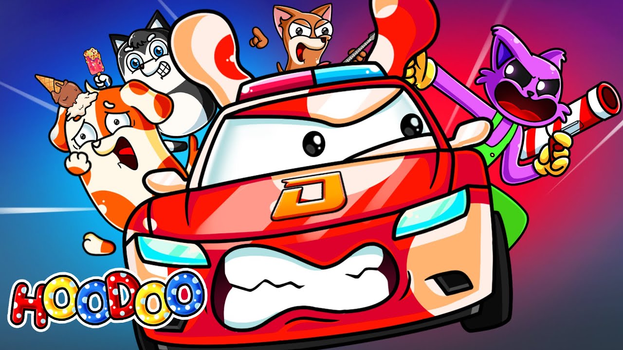 Police in Action with CatNap &ndash; Stop The Out Of Control Race Car | Car Cartoon | Hoo Doo