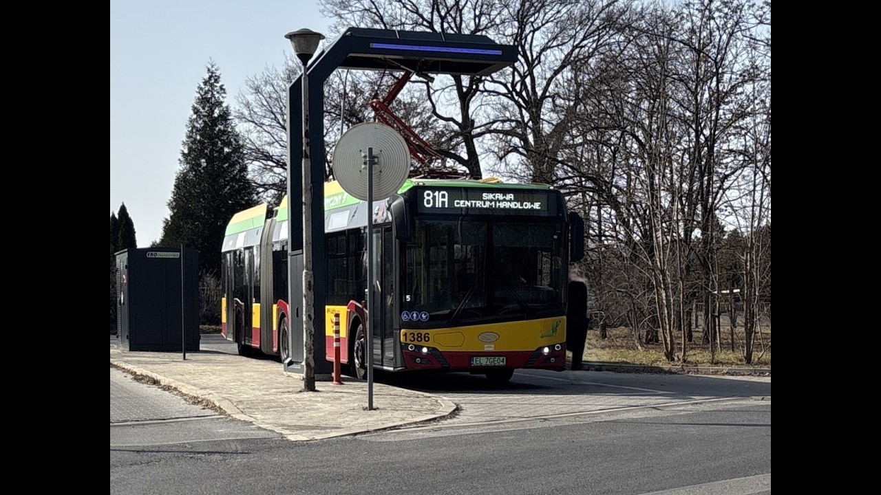 Solaris Urbino 18 electric IV #1386 MPK Łódź linia 81A kierunek Sikawa Centrum Handlowe