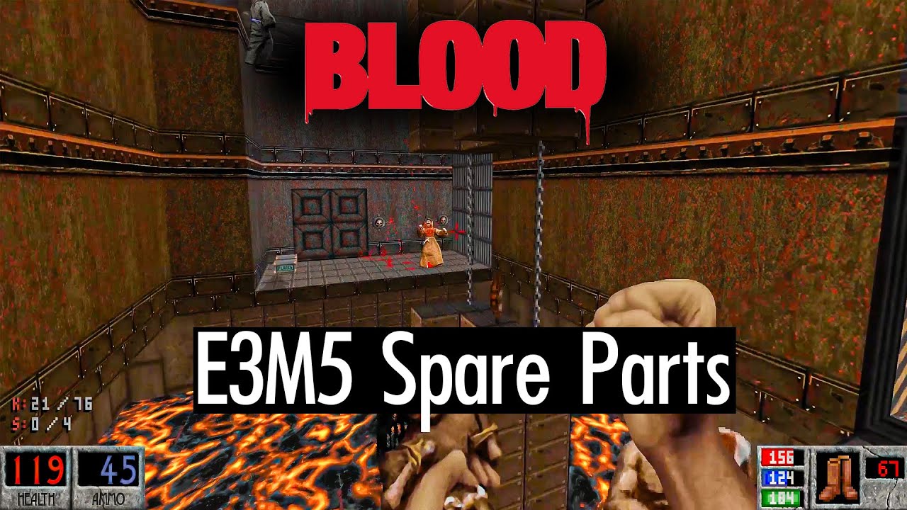 Blood E3M5 &ldquo;Spare Parts&rdquo; Extra Crispy All Secrets + Easter Eggs and References (No Commentary)