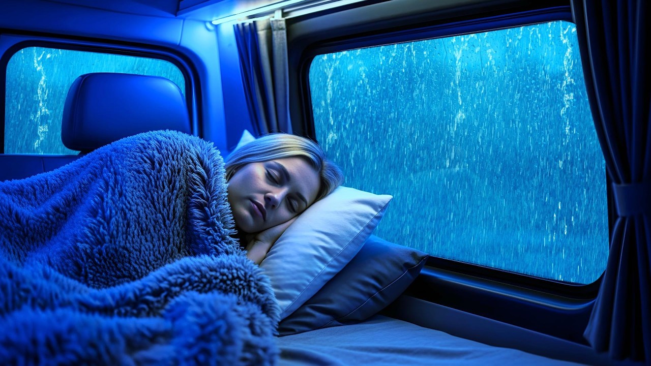 🌧️Heavy Storm & Rain in a Cozy Car at Midnight 🌩️🚗 Sleep