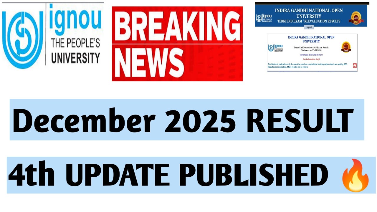 BREAKING NEWS IGNOU 14th February 2026 RESULT UPDATE 🔥 December theory exams 