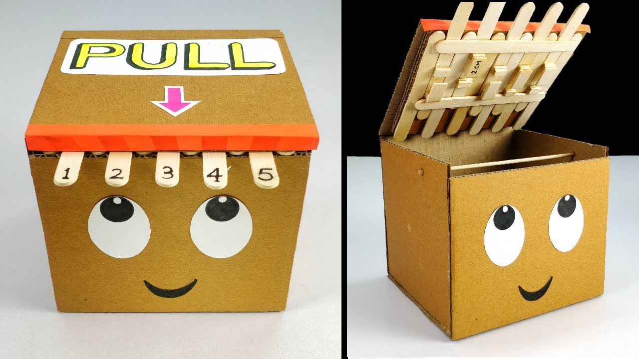 How To Make Popsicle Sticks Safe Box With Secret Lock | How To Make Personal Safe From Cardboard