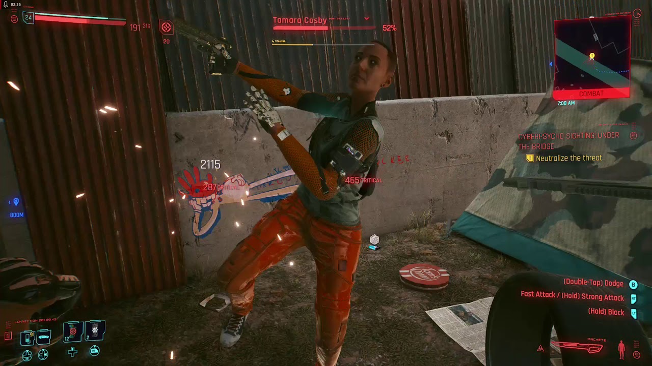 Cyberpunk 2077 Cyberpsycho Sighting Under The Bridge job Regina Jones