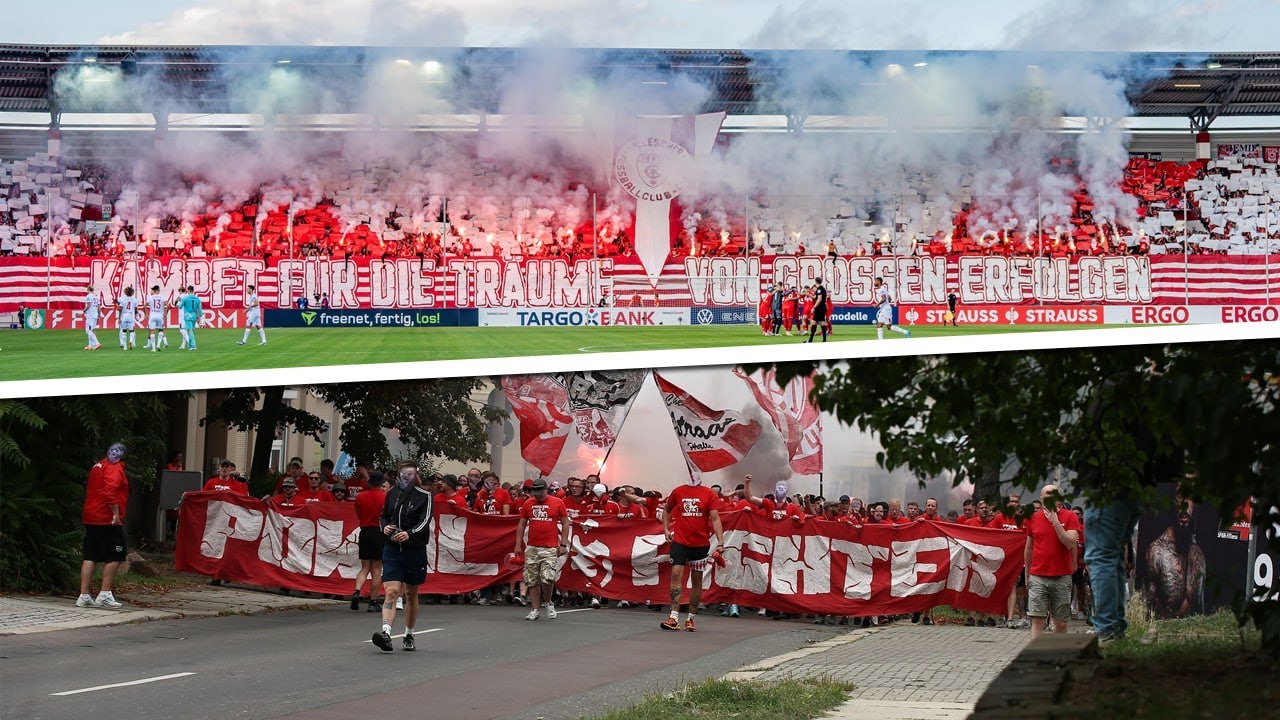 Fanmarsch & Choreo Halle-Fans gegen Augsburg | Hallescher FC - FC Augsburg | DFB-Pokal