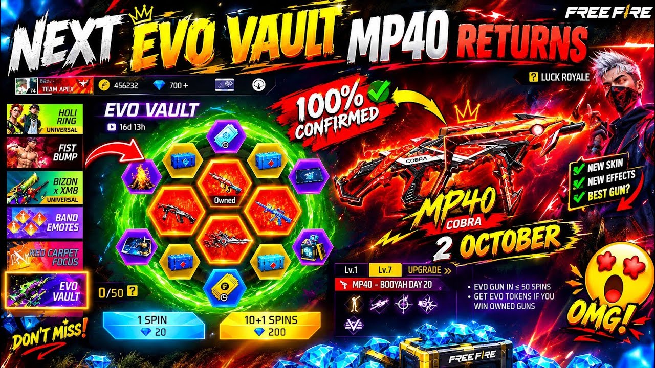 NEXT EVO VAULT OCTOBER 2026 FREE FIRE | NEW OCTOBER 2 EVO GUN SKINS 100% CONFIRMED
