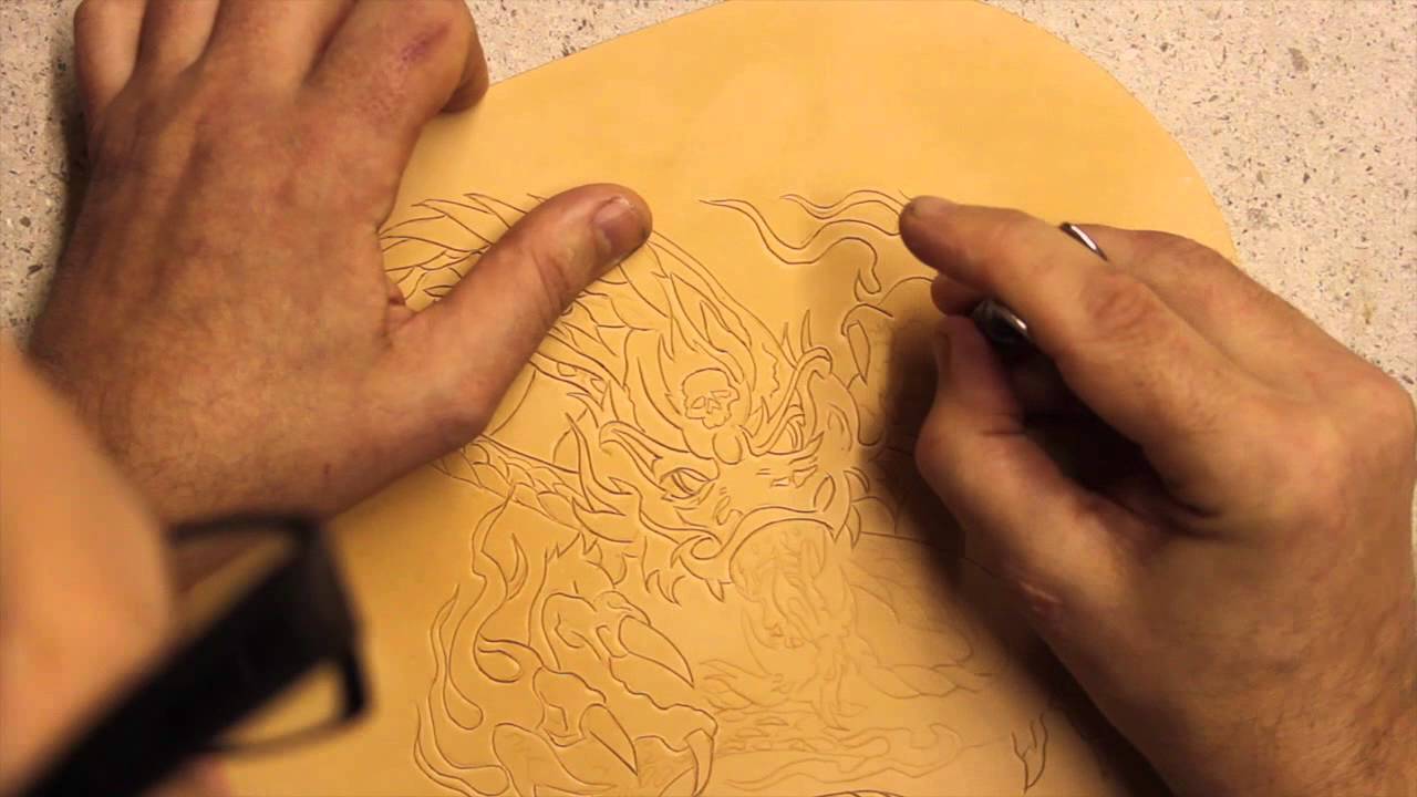 Tooled Leather Motorcycle Seat Part 2 carving