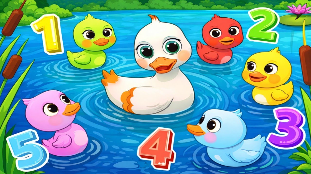 👼 5 Little Ducks 🐥(Learn Colours & Counting Song) | Nursery Rhymes #kidsrhymes #nurseryrhymes #video