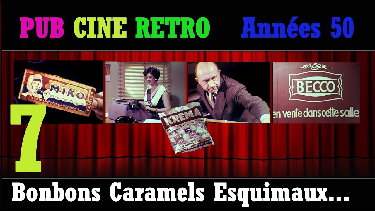 PUB CINE RETRO ANNEES 50 A L'ENTRACTE 7/7 MIKO et les cannibales, KREMA BONBONS BECCO