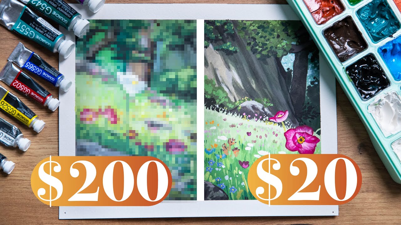 $20 vs $200 GOUACHE Art | Which is WORTH IT? Cheap vs Expensive!