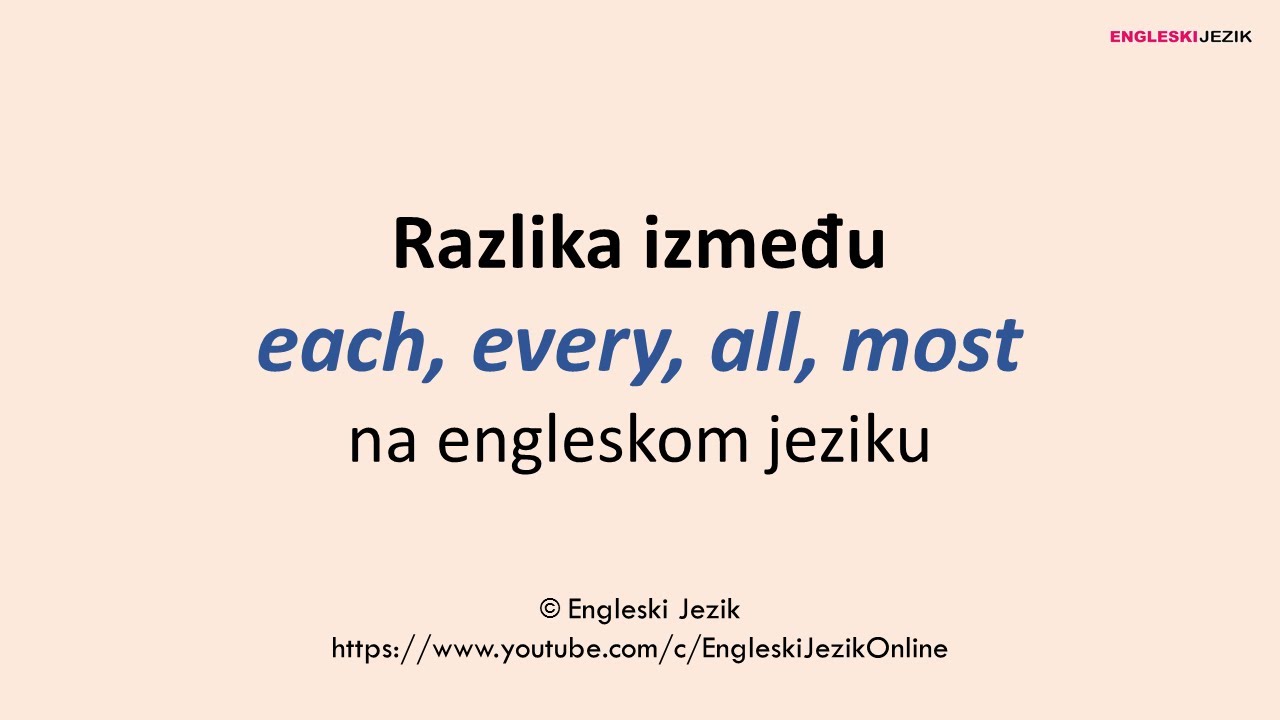 Razlika između EACH, EVERY, ALL, MOST na engleskom jeziku