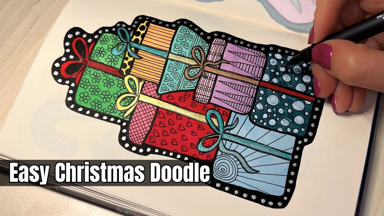 🎁 How to Draw a Christmas Doodle for Beginners | Step-by-Step Tutorial