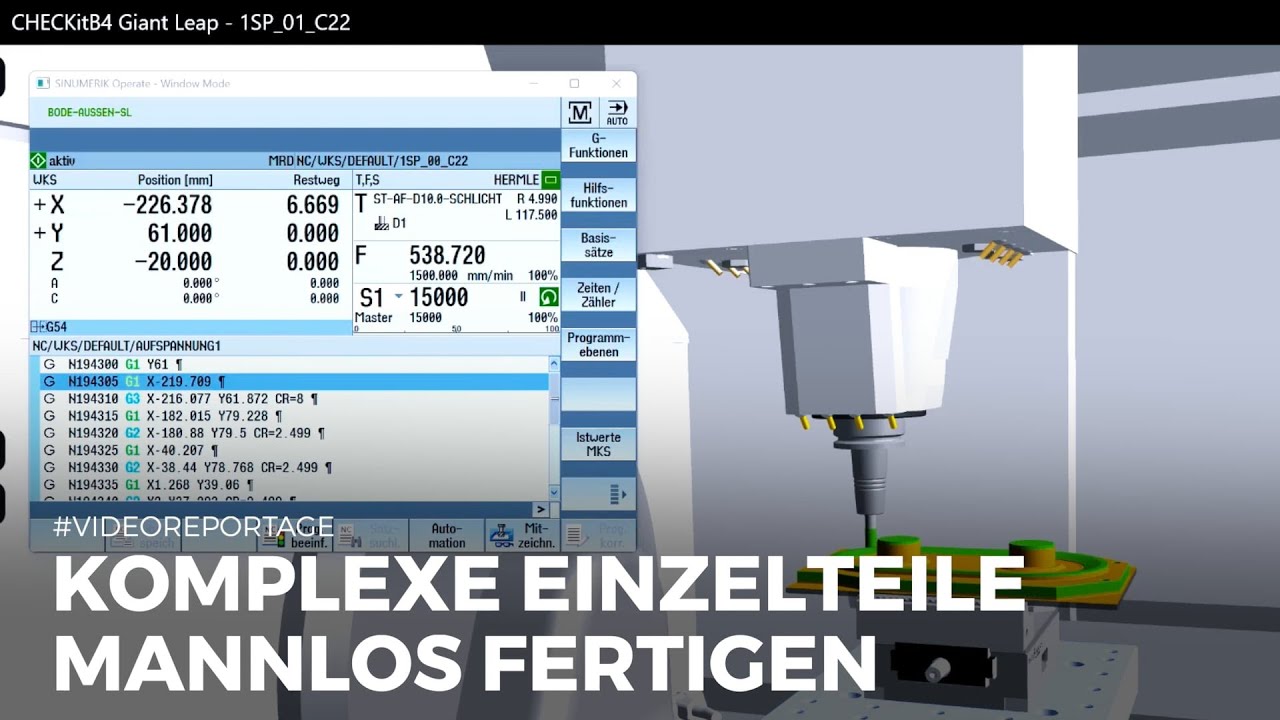 #Videoreportage: Losgröße 1 virtuell eingefahren, automatisiert zerspant mit CHECKitB4 von Pimpel