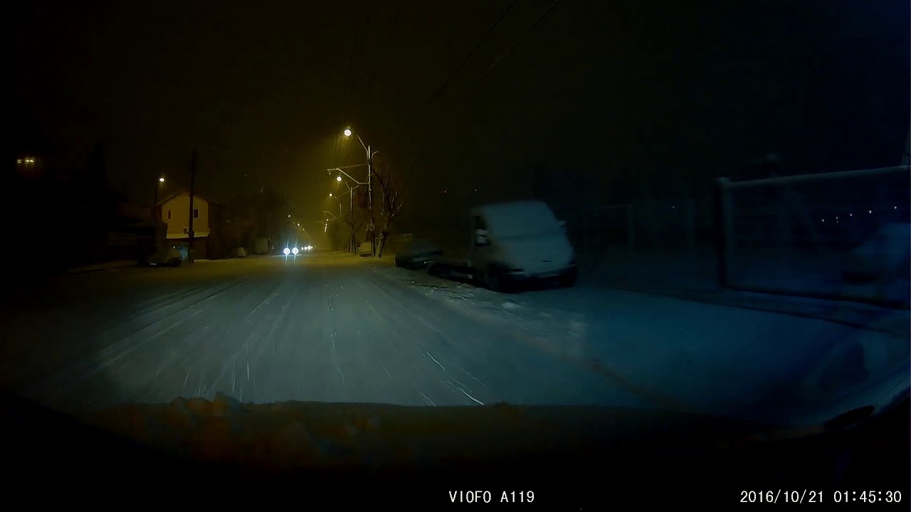 Short night drive in Bucharest with beautiful beautiful snow