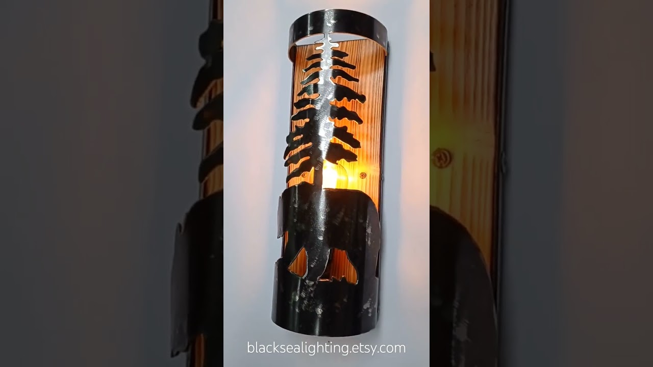 Rustic cabin wall light. 