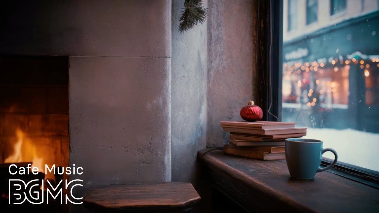 Relaxing Jazz Piano Music for Study & Work - Cozy Winter Cafe Ambience with Fireplace