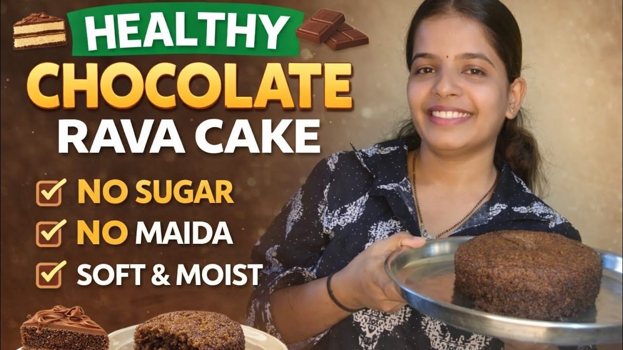 मुलांसाठी Healthy Chocolate Rava Cake 🥧🍰🤎 | No Sugar No Maida