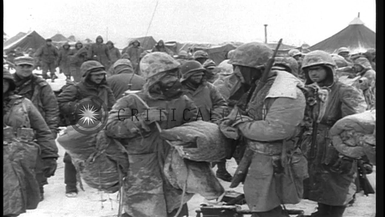 United States Marines trapped in Chosin reservoir area begin to retreat during th...HD Stock Footage