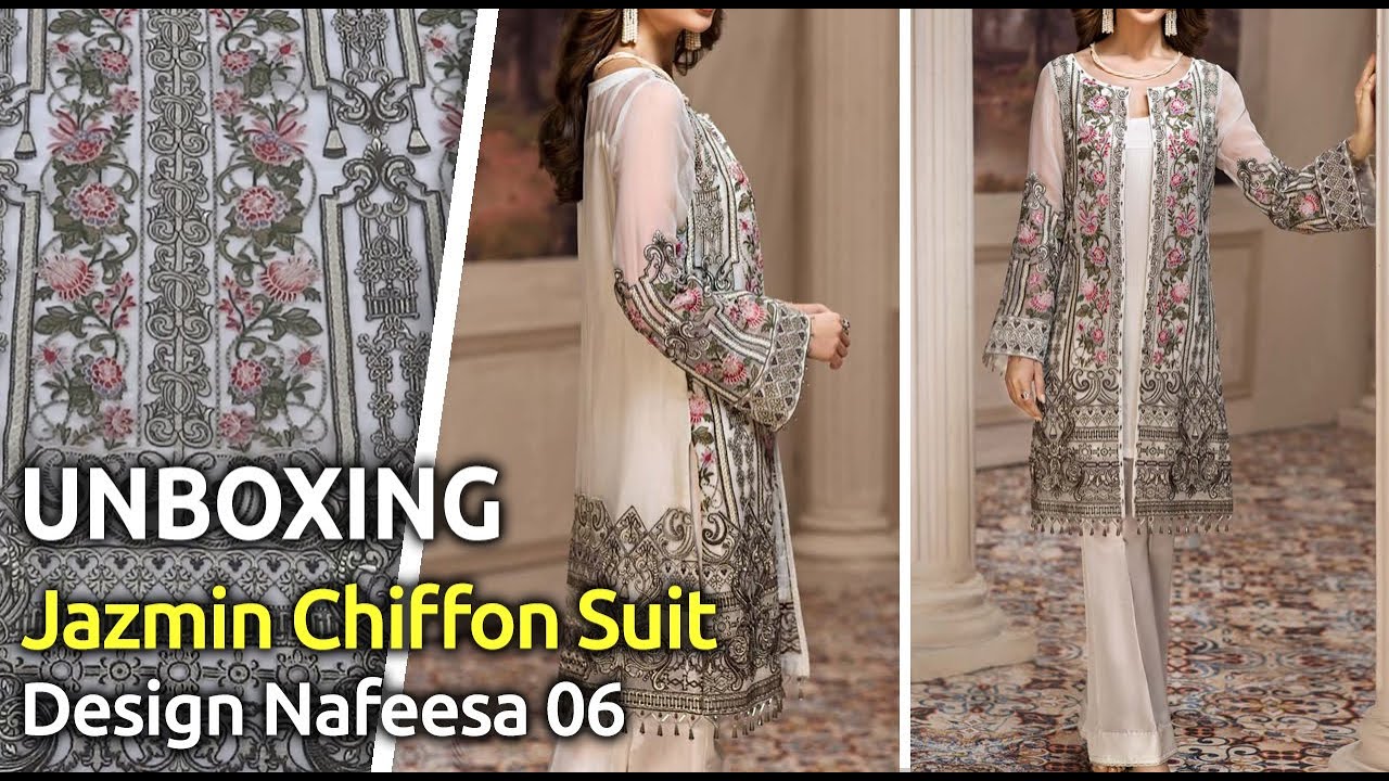 New JAZMIN Chiffon Collection Suit 2019 | Unbox | Latest Chiffon Dress Design Nafeesa06