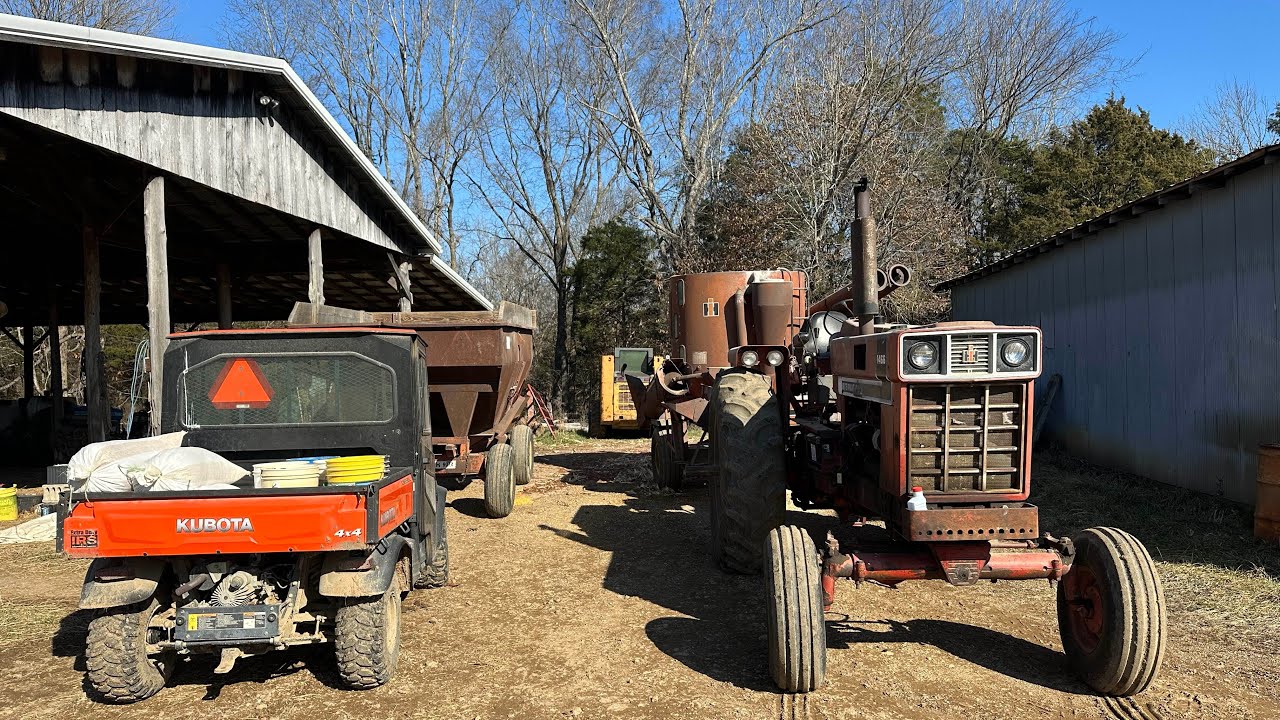 FEEDING COWS, GRINDING FEED AND WORKING ON THE GRINDER MIXER