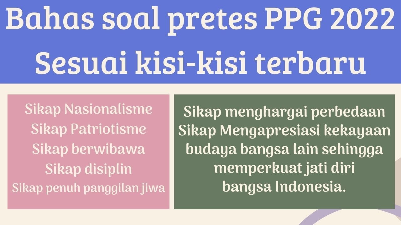 PRETES PPG SESUAI KISI-KISI 2022 SIKAP NASIONALISME, PATRIOTISME, TEGAS, DISIPLIN