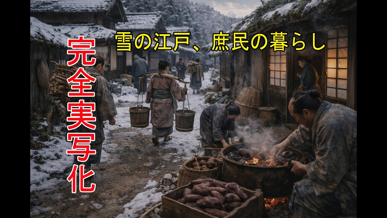 【AI完全再現】冬の暮らしと寒さをしのぐ知恵 。寒さと共にある日常、冬の食卓