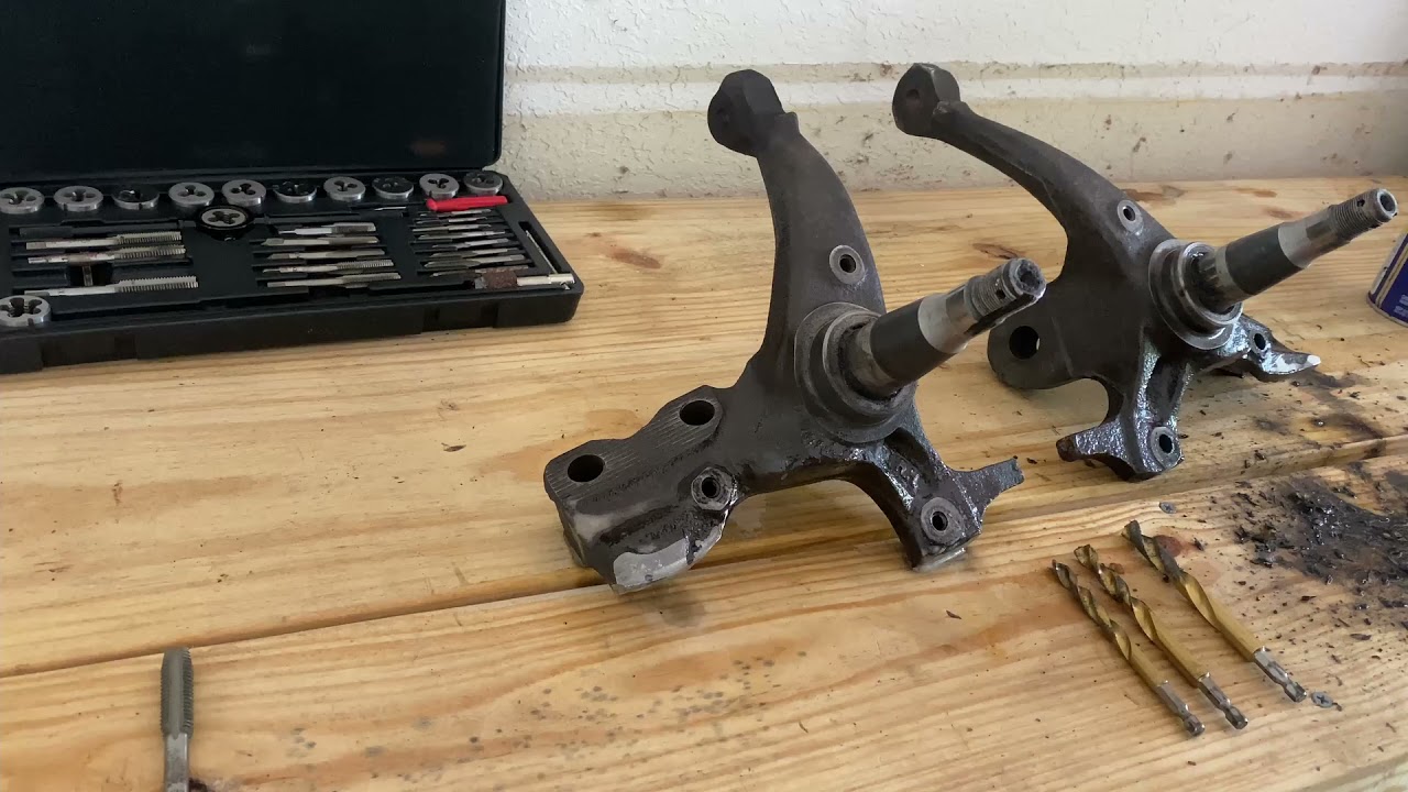The LS Swap Camaro Gets its spindles modified to accept the big brake upgrade !