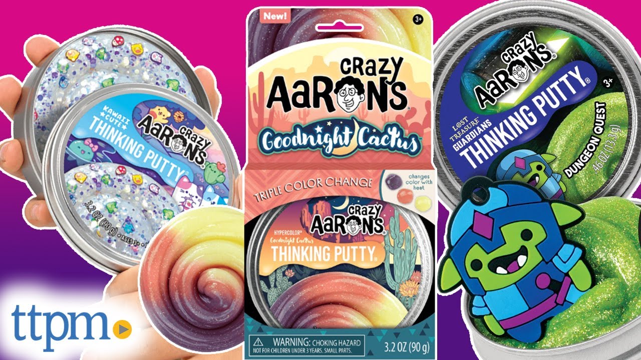 Crazy Aaron's Thinking Putty Goodnight Cactus, Kawaii Cute, and Lost Treasure Guardians