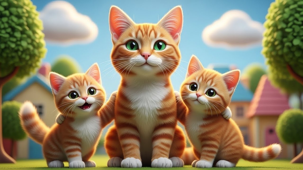 Mama Cat trims fur on the farm and lovingly turns it into a cute tiger hat for her kittens 🐾🎩🐯