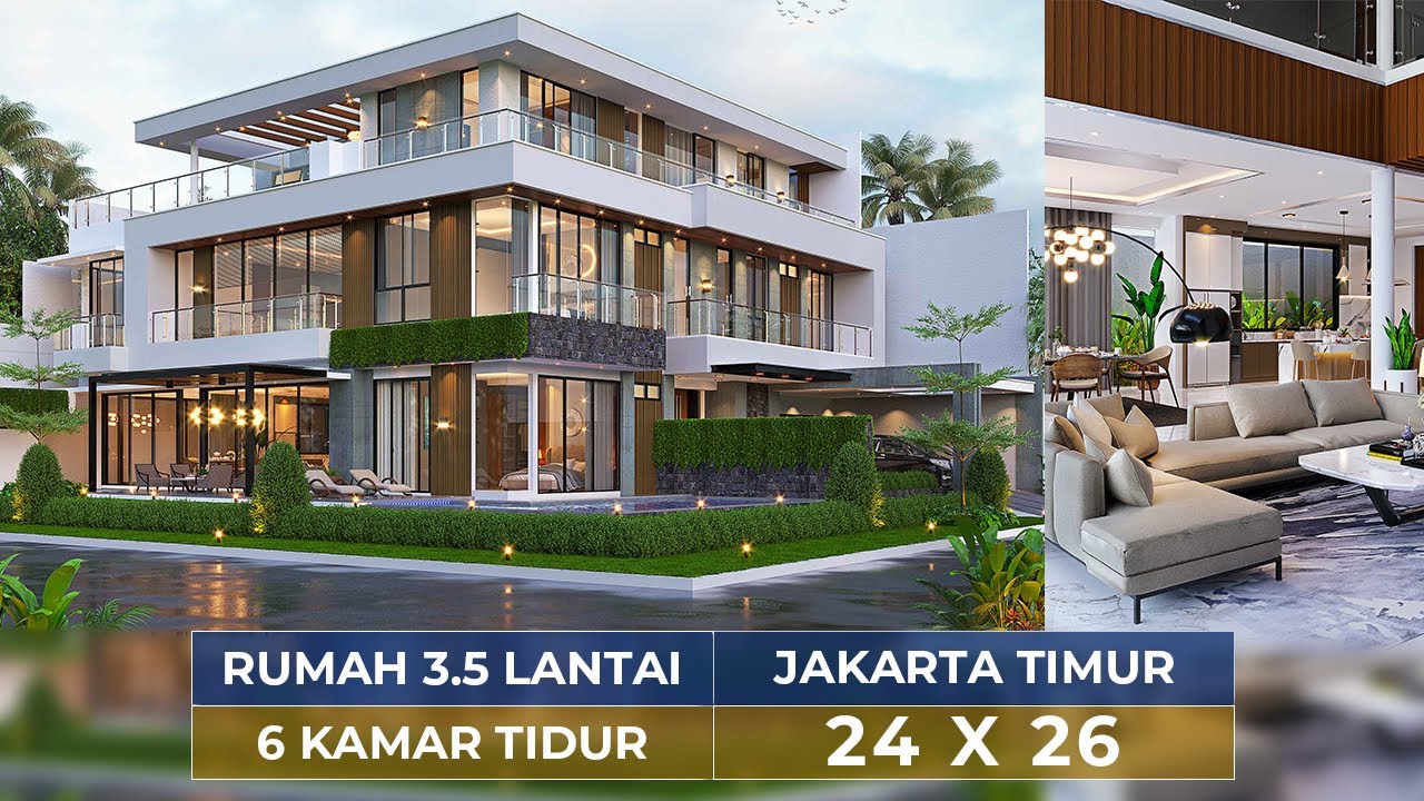 DESAIN RUMAH MODERN MEWAH DI JAKARTA TIMUR! ADA 6 KAMAR TIDUR & SWIMMING POOL! - JASA ARSITEK