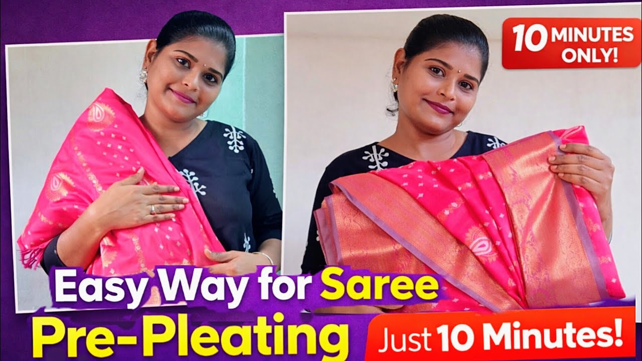 10 minutes lo saree pre-pleating// Easy steps //Sukanyanuvvula 