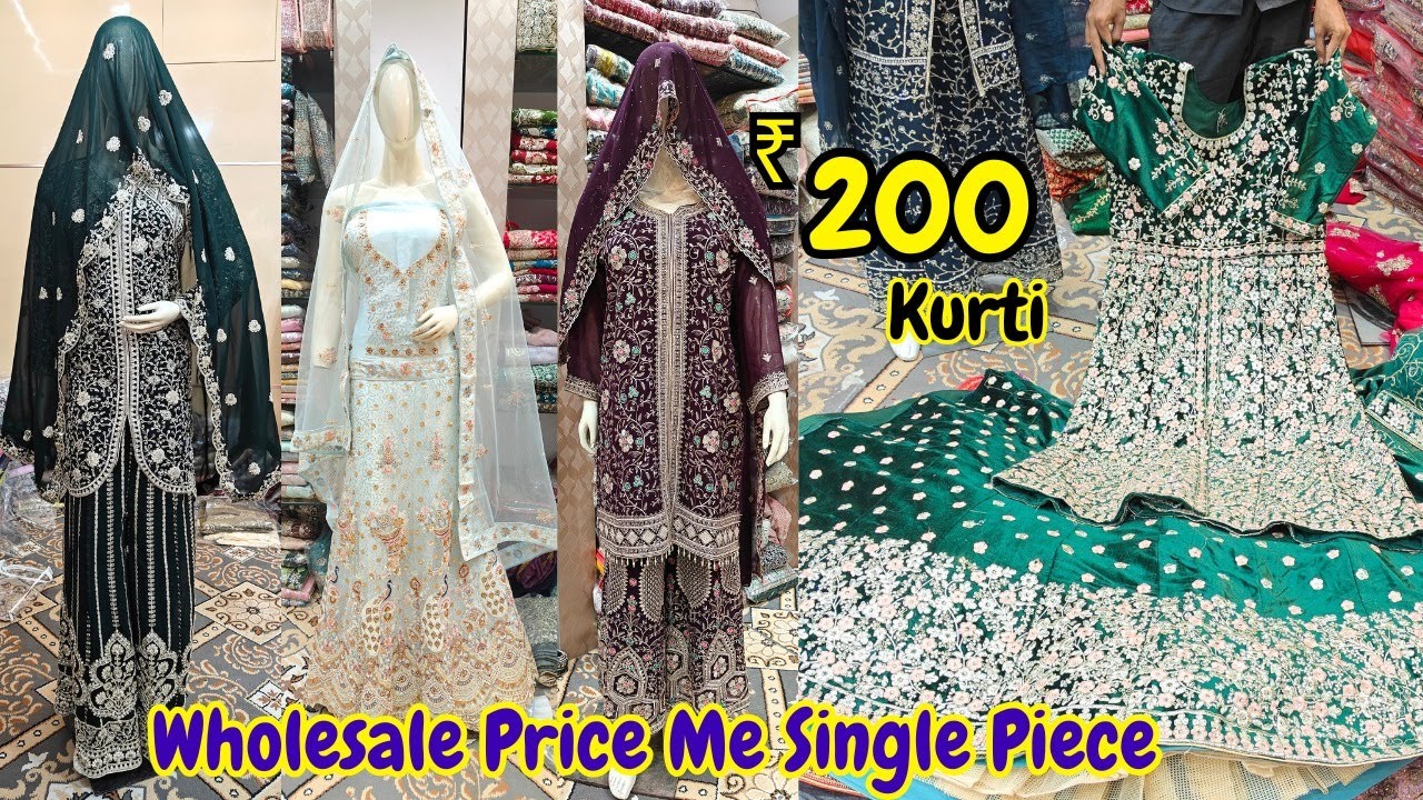 Big Sale Wholesale Price Me Single Piece ₹ 200 Kurtis Wedding Special Bridal Lehenga Sharara Dresses