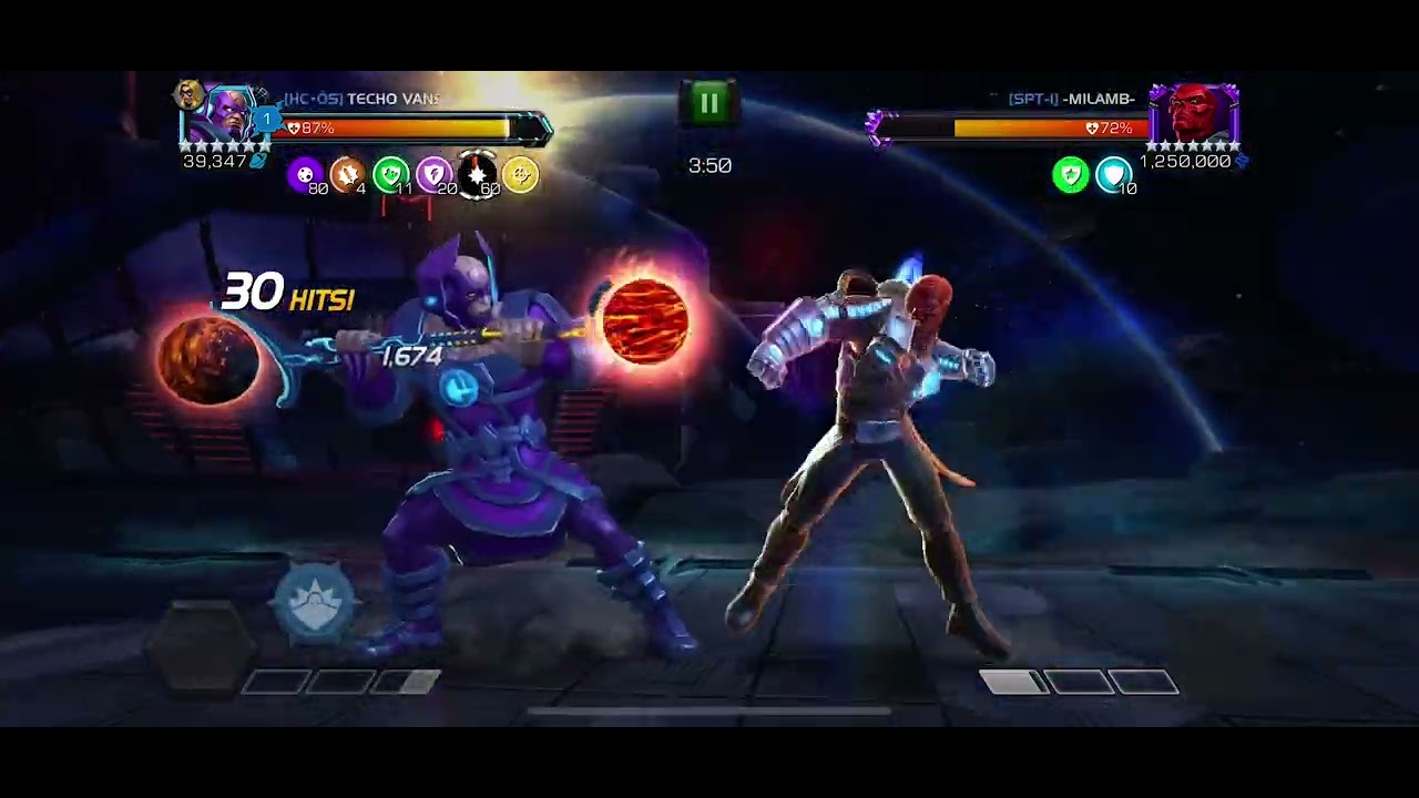 Galan defeats Red skull on nullify immune node