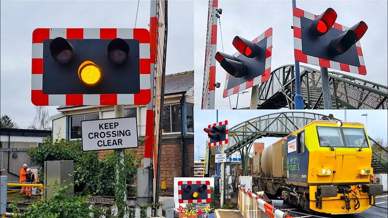 Pre-Renewal action at a retro level crossing with bells: Wokingham Level Crossing, Berkshire